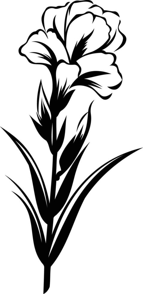 A flower is drawn in black and white on a white background vector