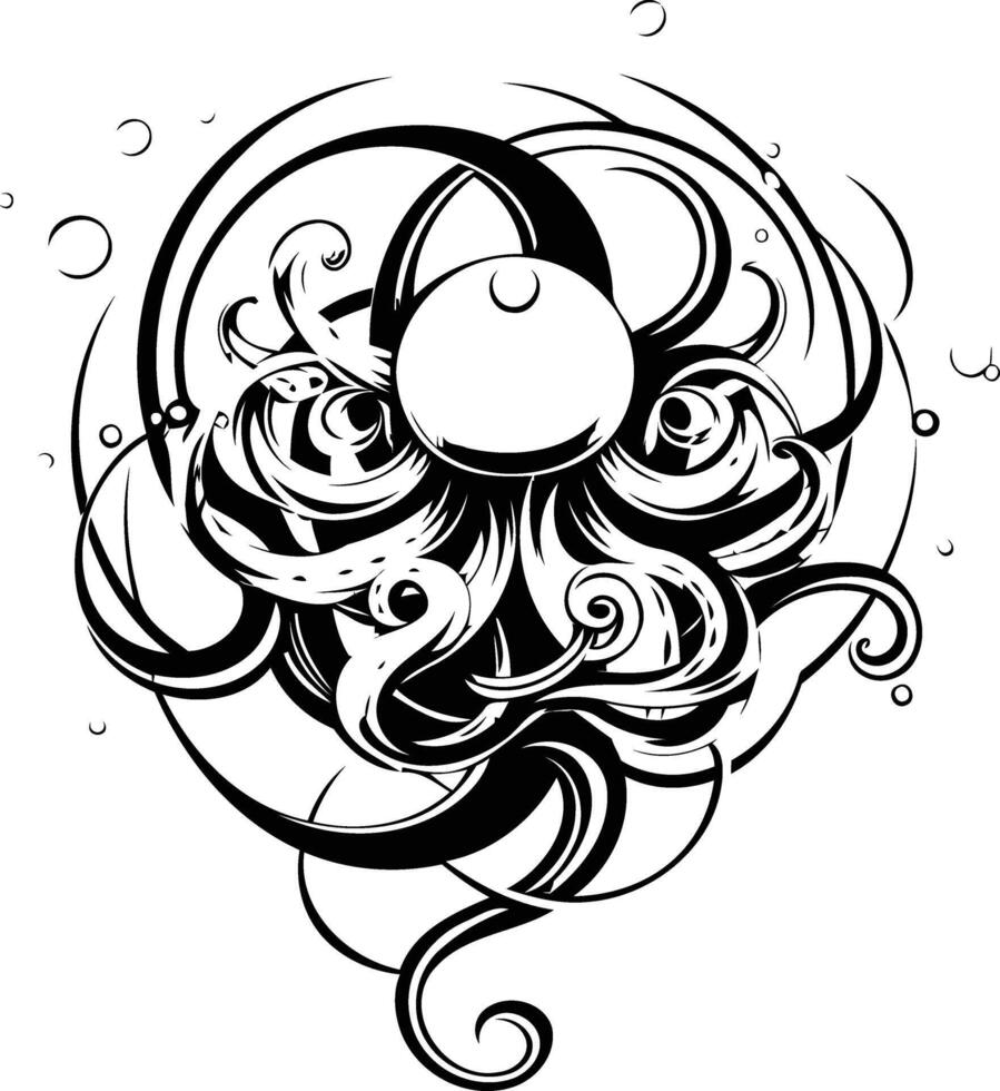 An octopus tattoo design with a black and white image vector