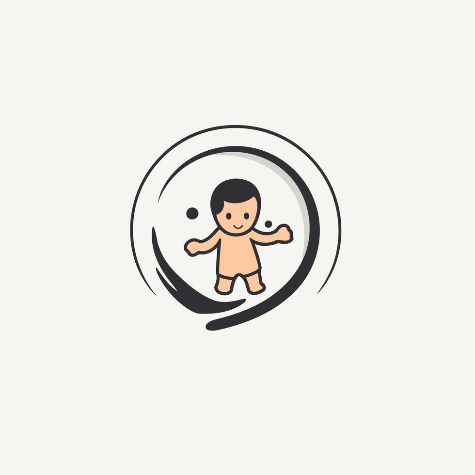 A baby is in a circle with a circle around it vector