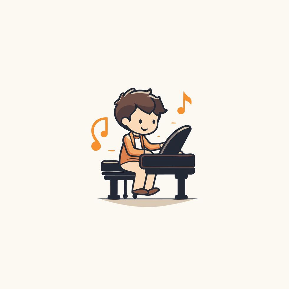 A cartoon boy playing the piano vector