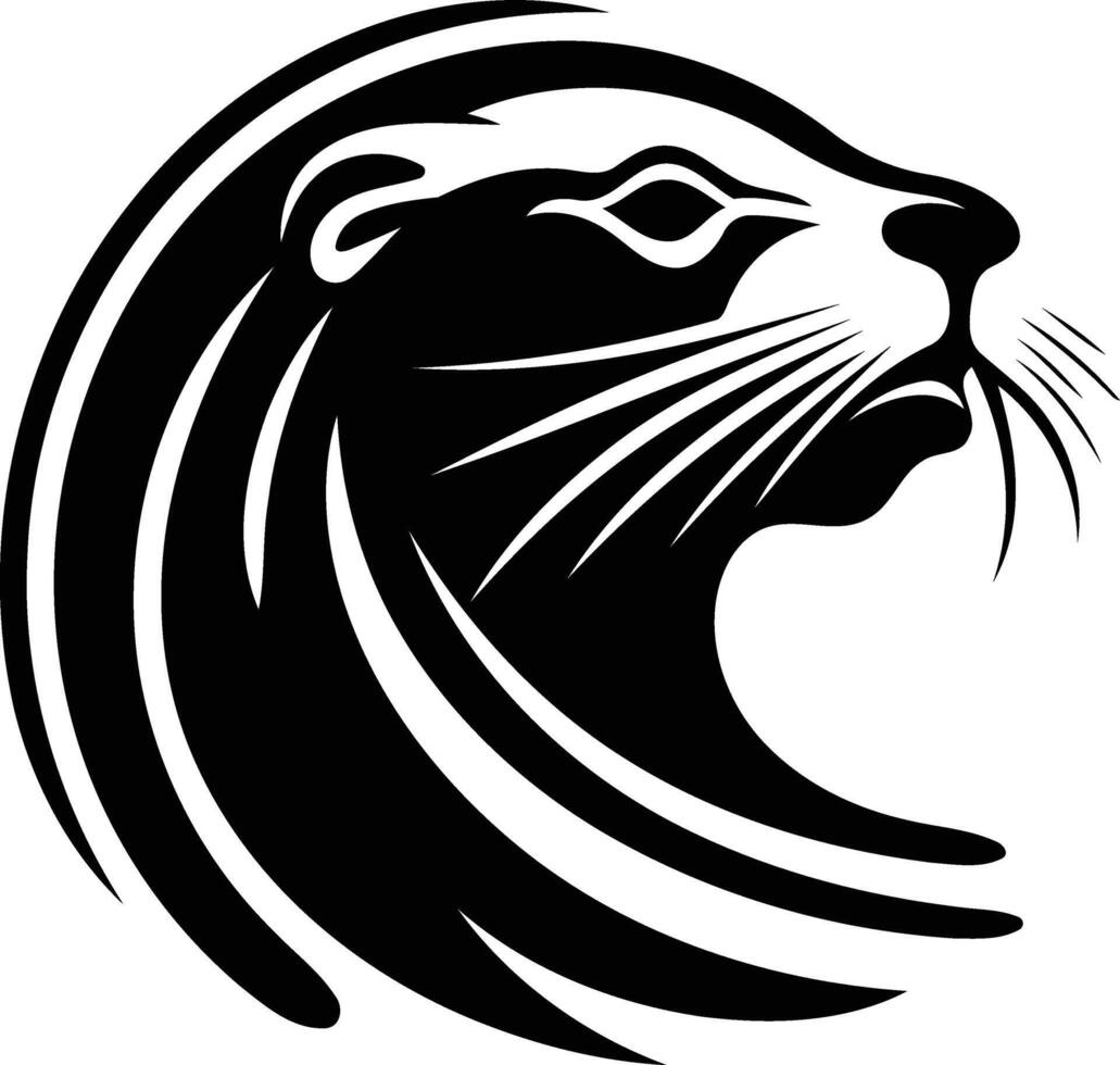 A black and white otter head logo vector
