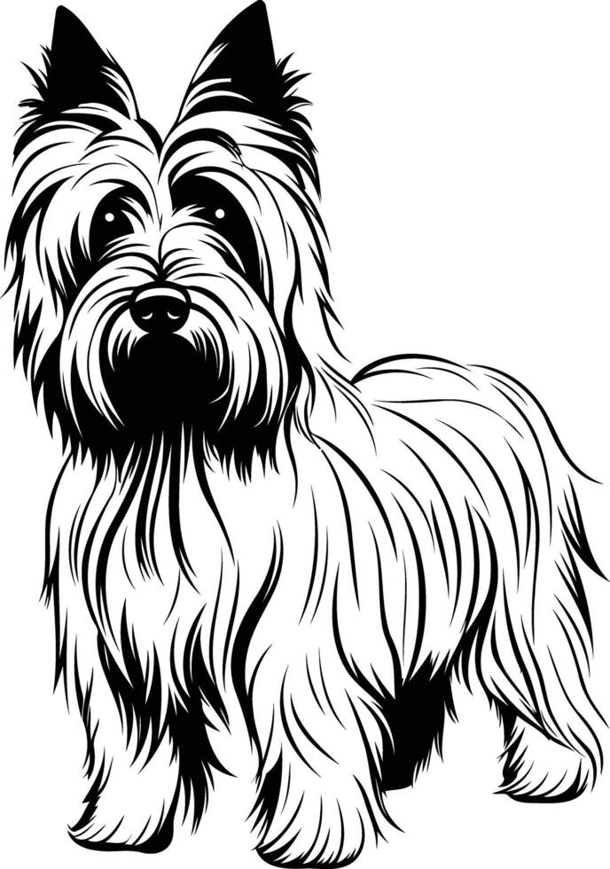 A black and white drawing of a dog vector