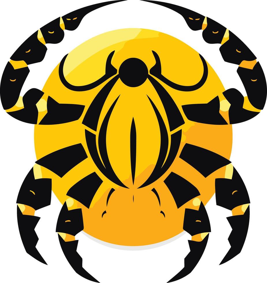 A scorpion with black and yellow stripes on its back vector