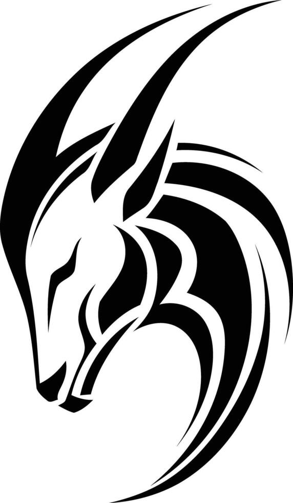 A goat head with a black and white design vector