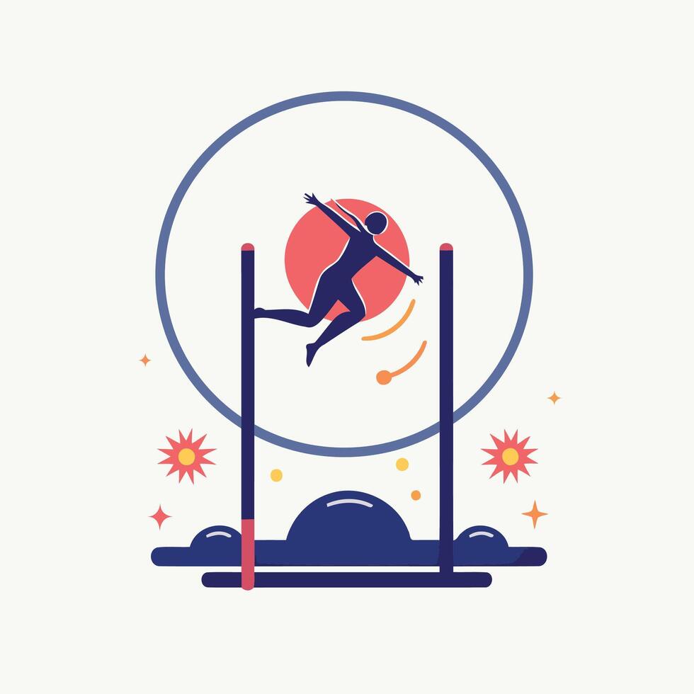 A woman jumping over a bar in a circle vector