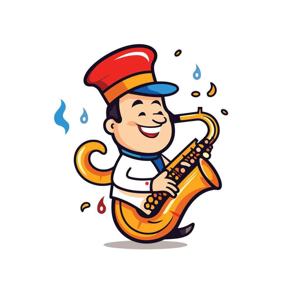 Cartoon man playing the saxophone vector