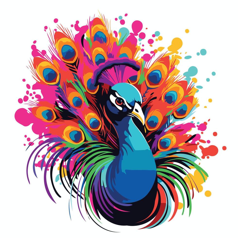Colorful peacock on white background vector