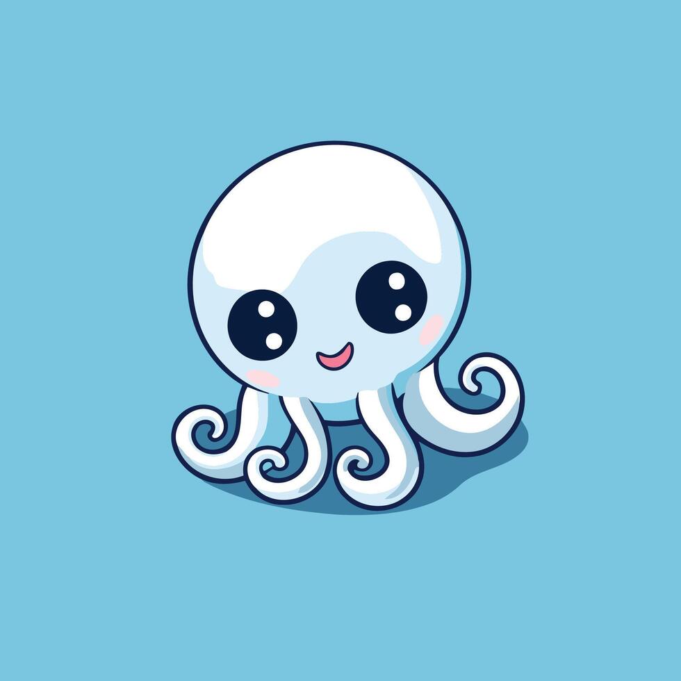 An octopus with big eyes and a smile vector