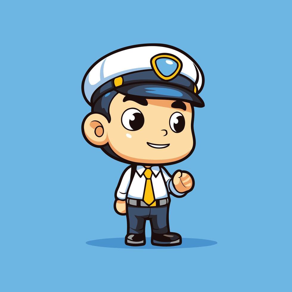 Cartoon police officer character with blue background vector