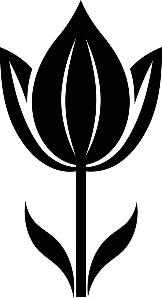 A black and white flower with leaves vector