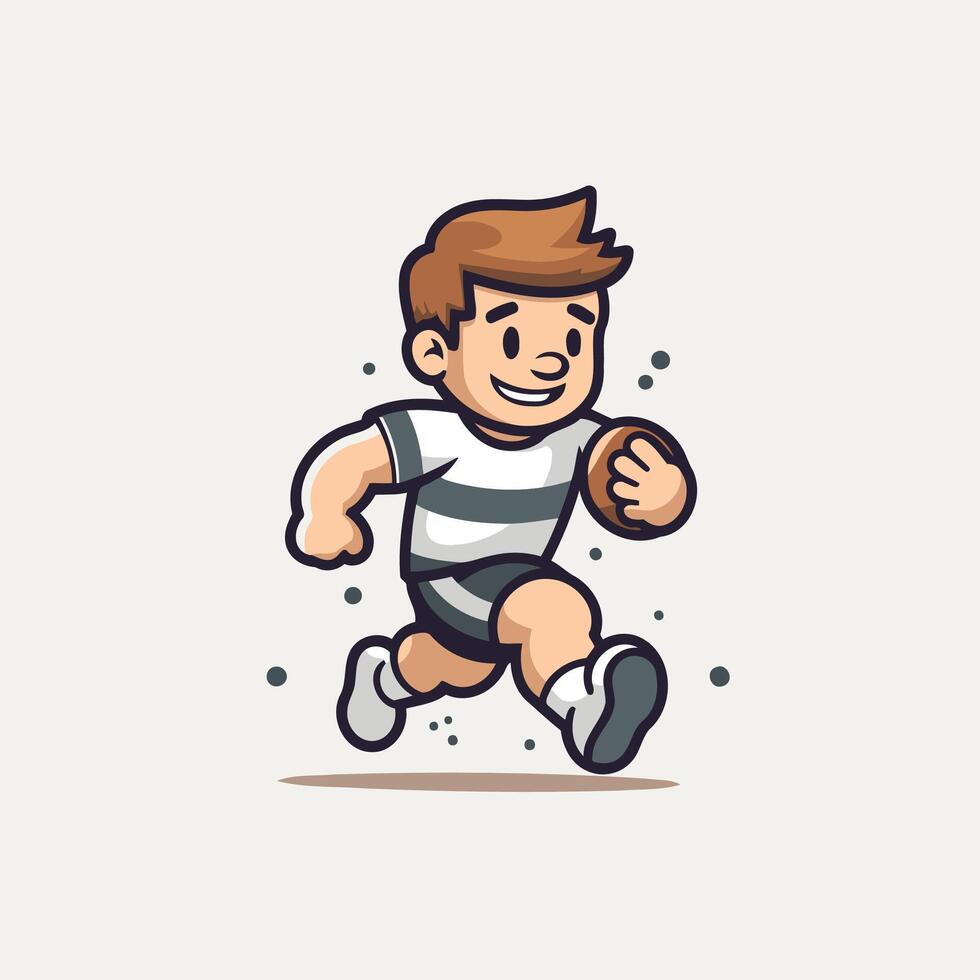 A cartoon boy running with a ball vector
