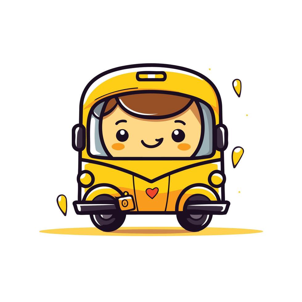 A cartoon school bus with a heart on the side vector