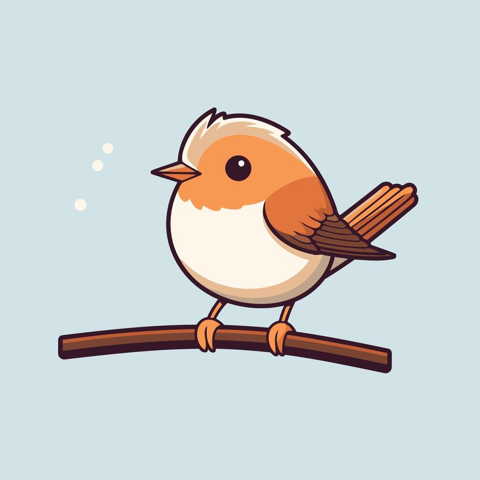 A cartoon bird sitting on a branch vector