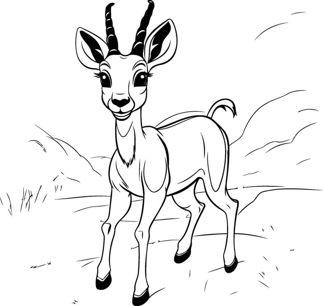 An antelope in the wild coloring page vector