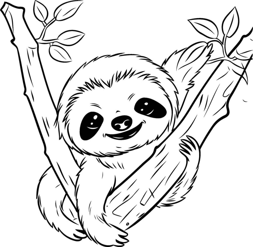 Sloth coloring pages for kids vector