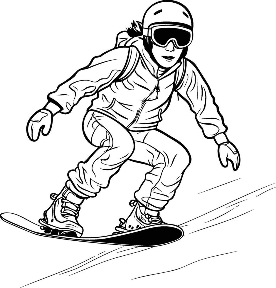 Snowboarder coloring pages vector