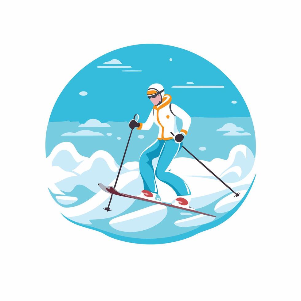 A man is skiing down a mountain vector