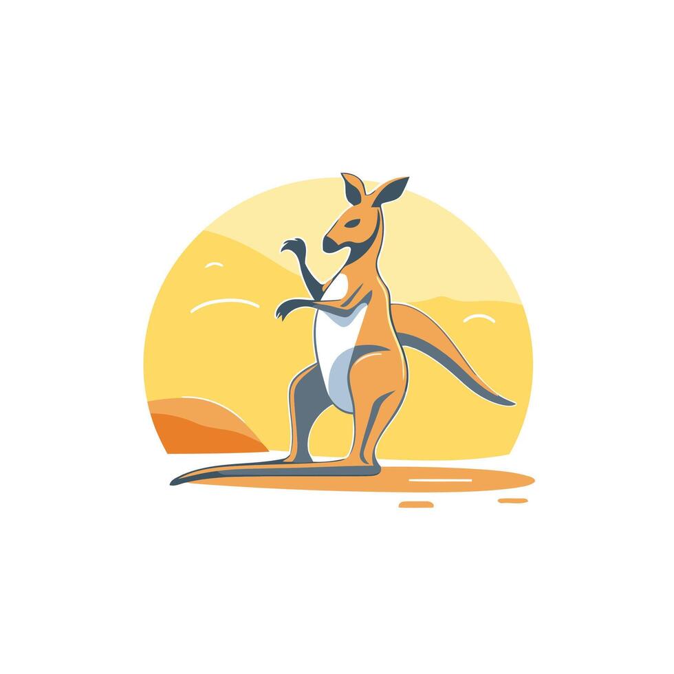 A kangaroo standing on its hind legs in the desert vector