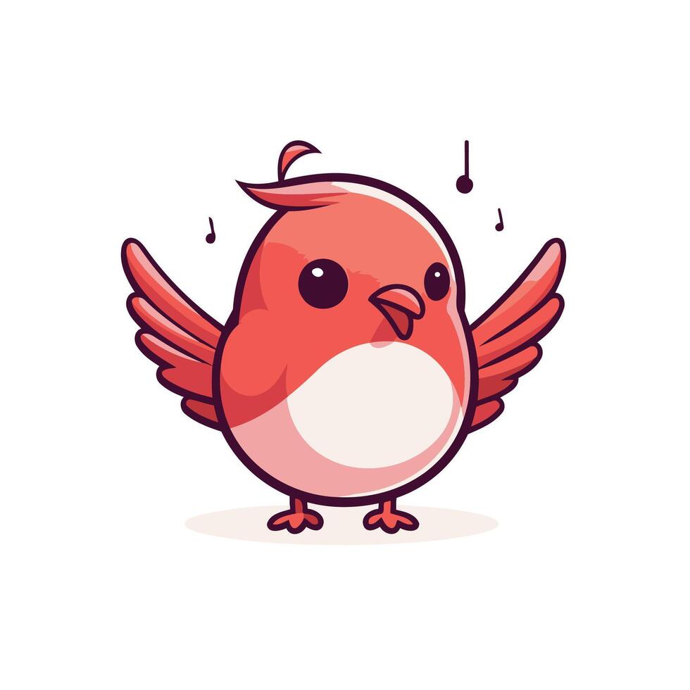 A cartoon bird with a red beak and wings vector