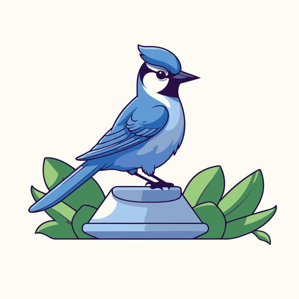 Blue jay bird on a rock vector