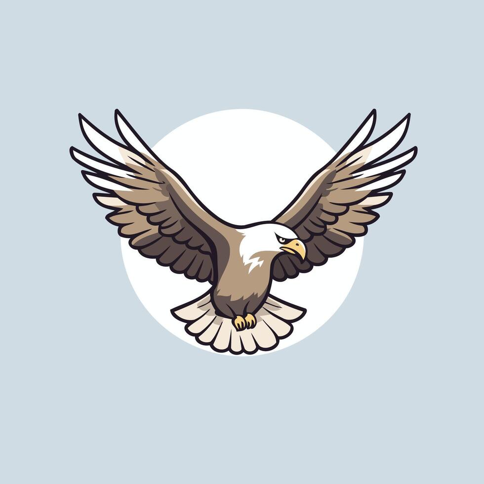 Eagle flying over the moon, illustration vector