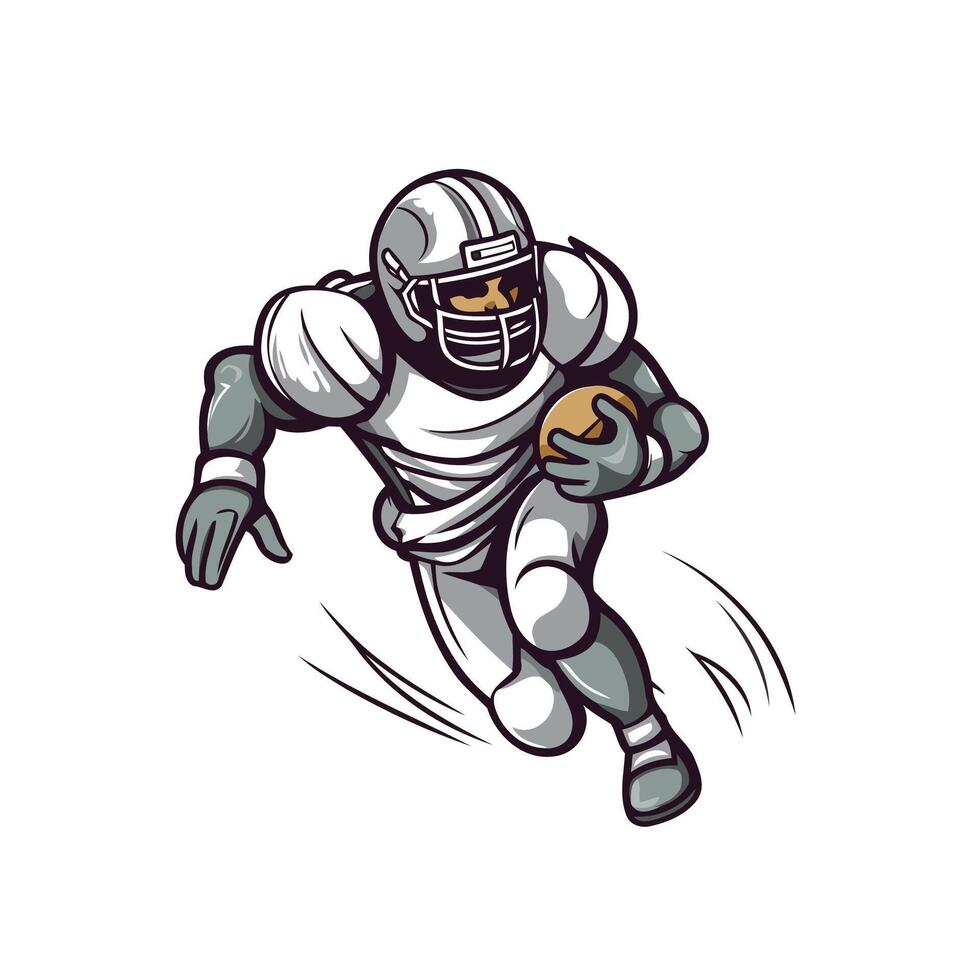 American football player running with ball illustration vector