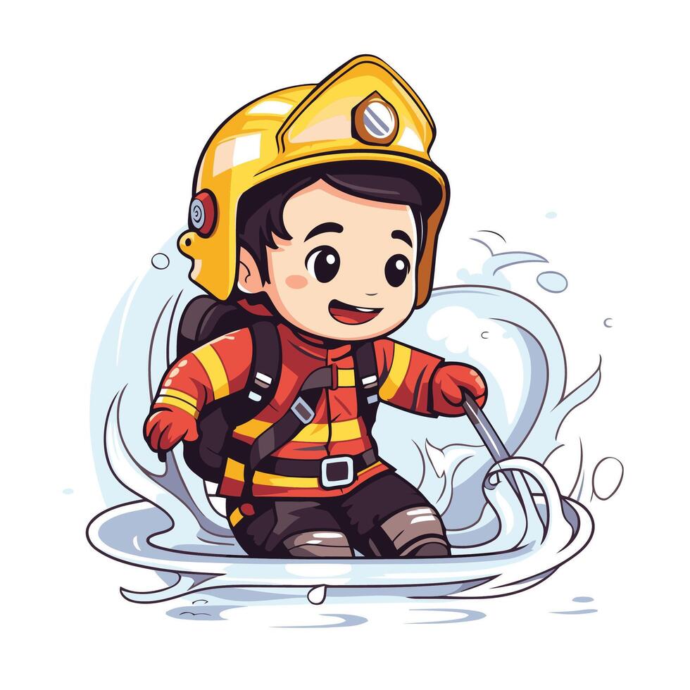 Fireman cartoon illustration vector
