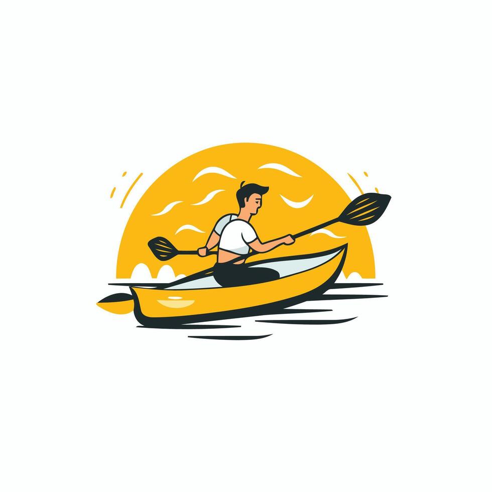A man is rowing a boat in the ocean vector