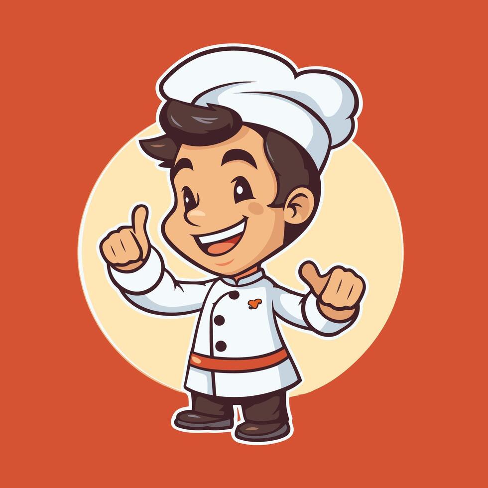 Cartoon chef character with thumbs up vector