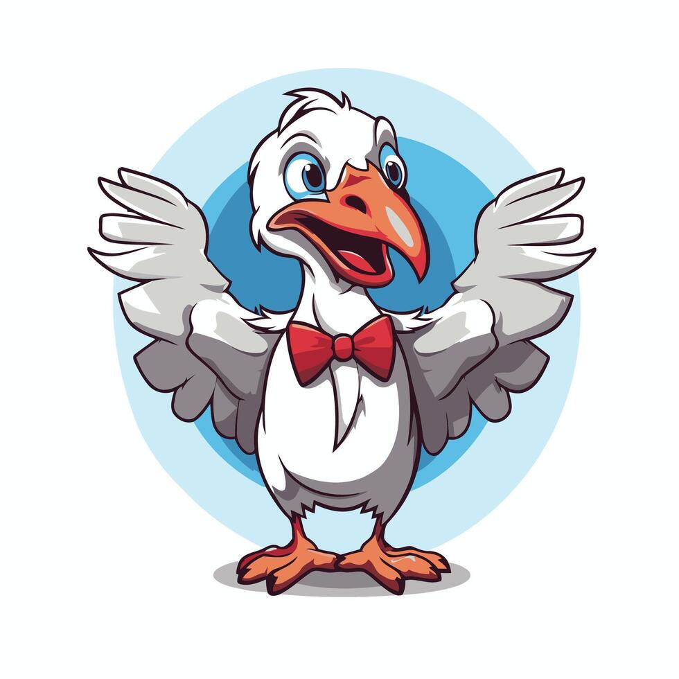 Cartoon goose with red bow tie vector