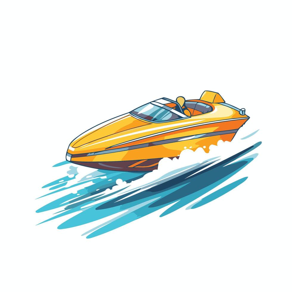 A cartoon speed boat on the water vector