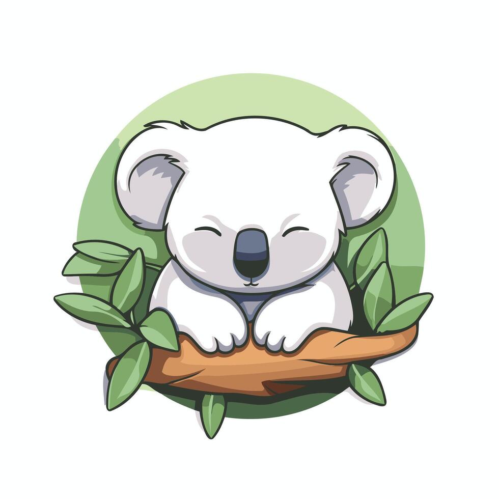 A cartoon koala bear sitting on a branch vector