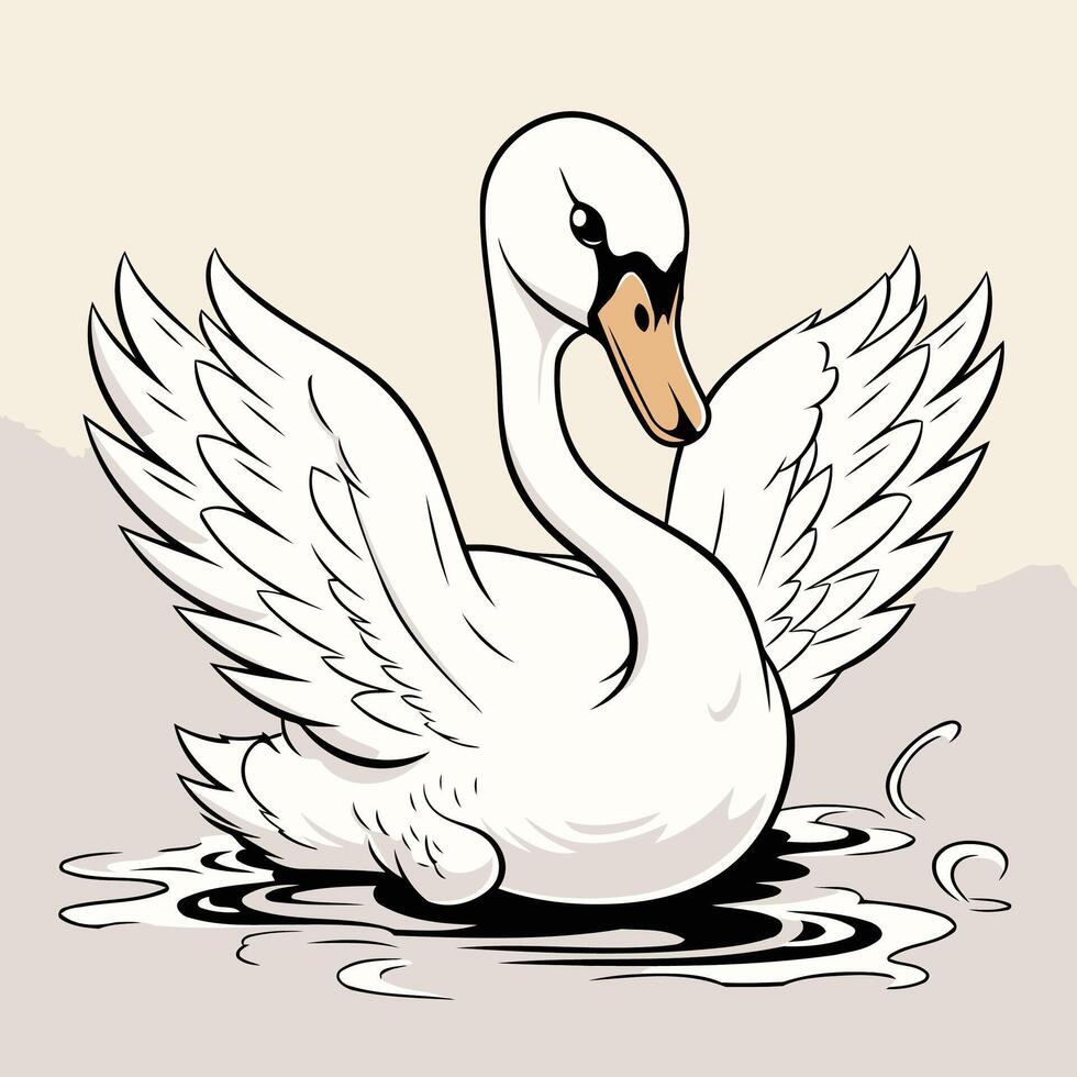 A white swan is floating in the water vector