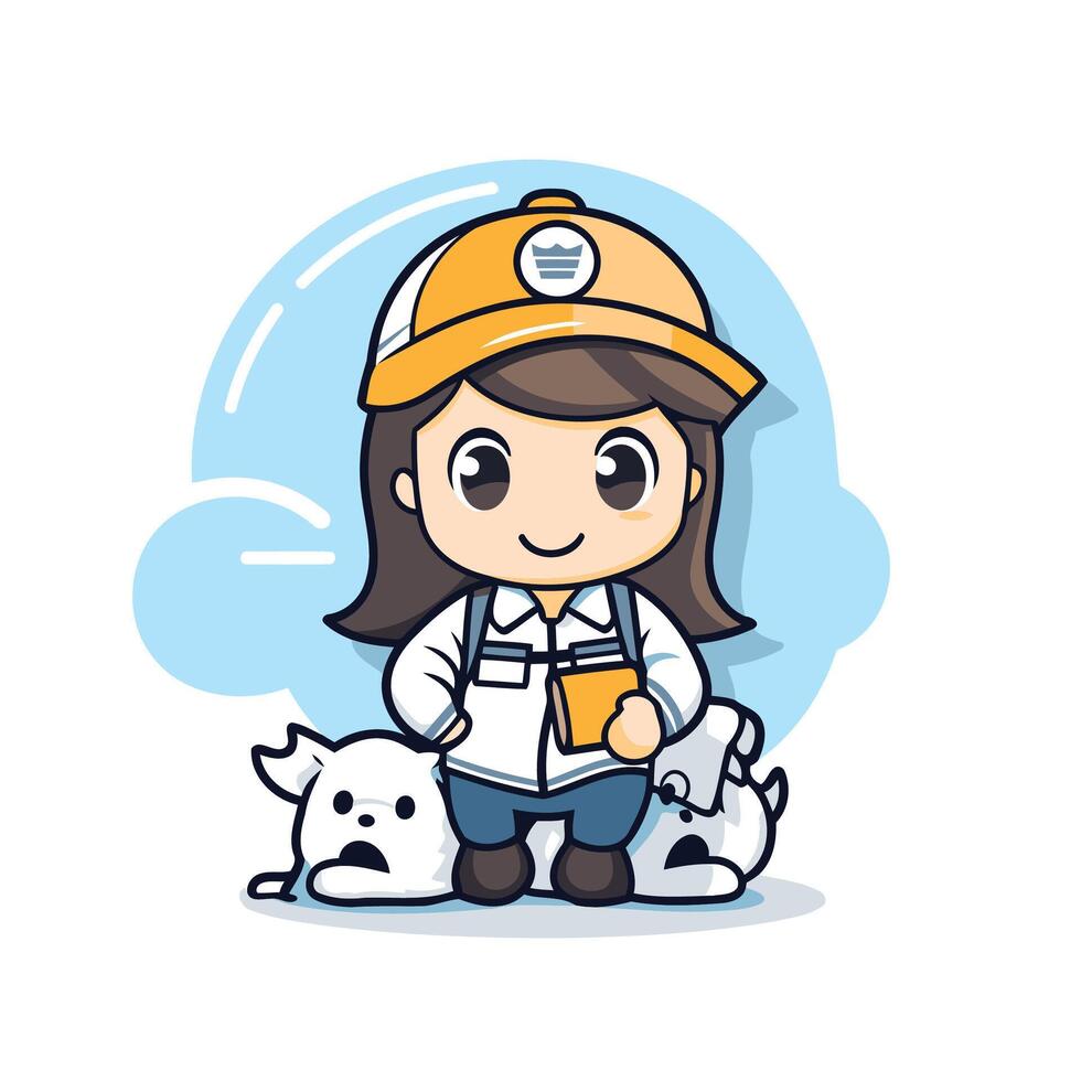 A cartoon character with a hat and a dog vector