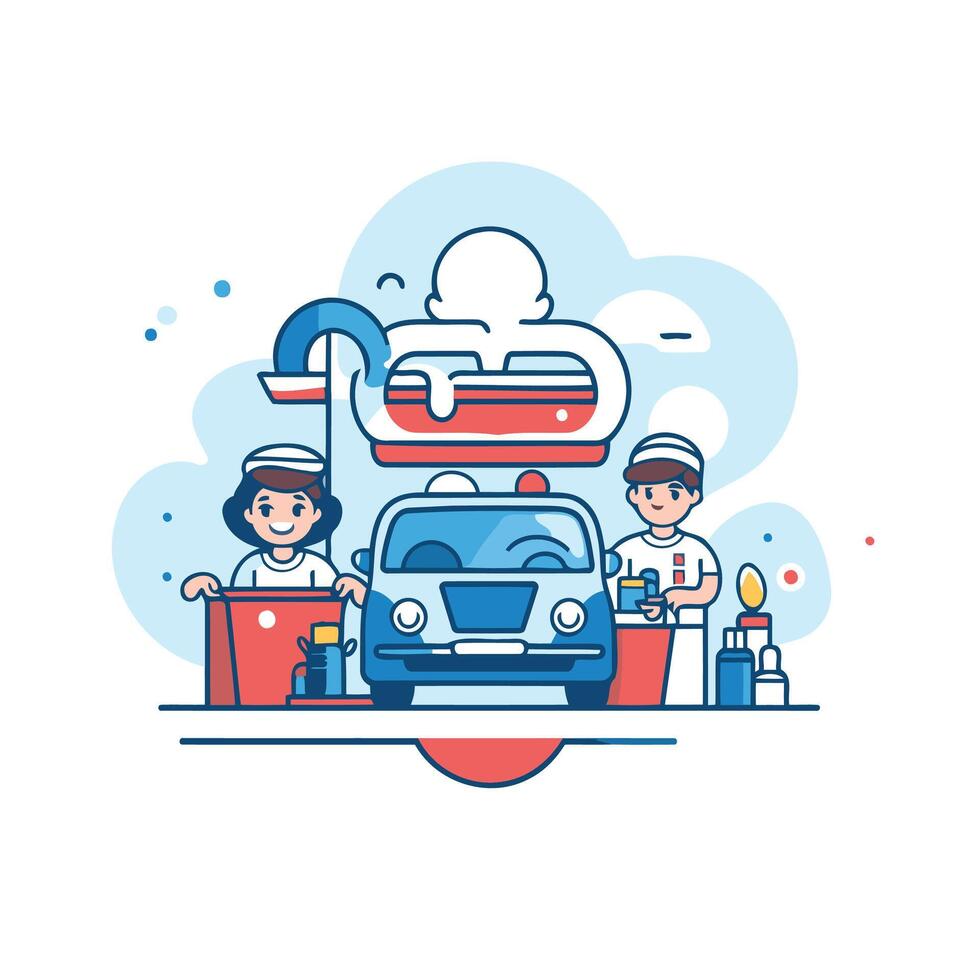 Car wash service illustration vector