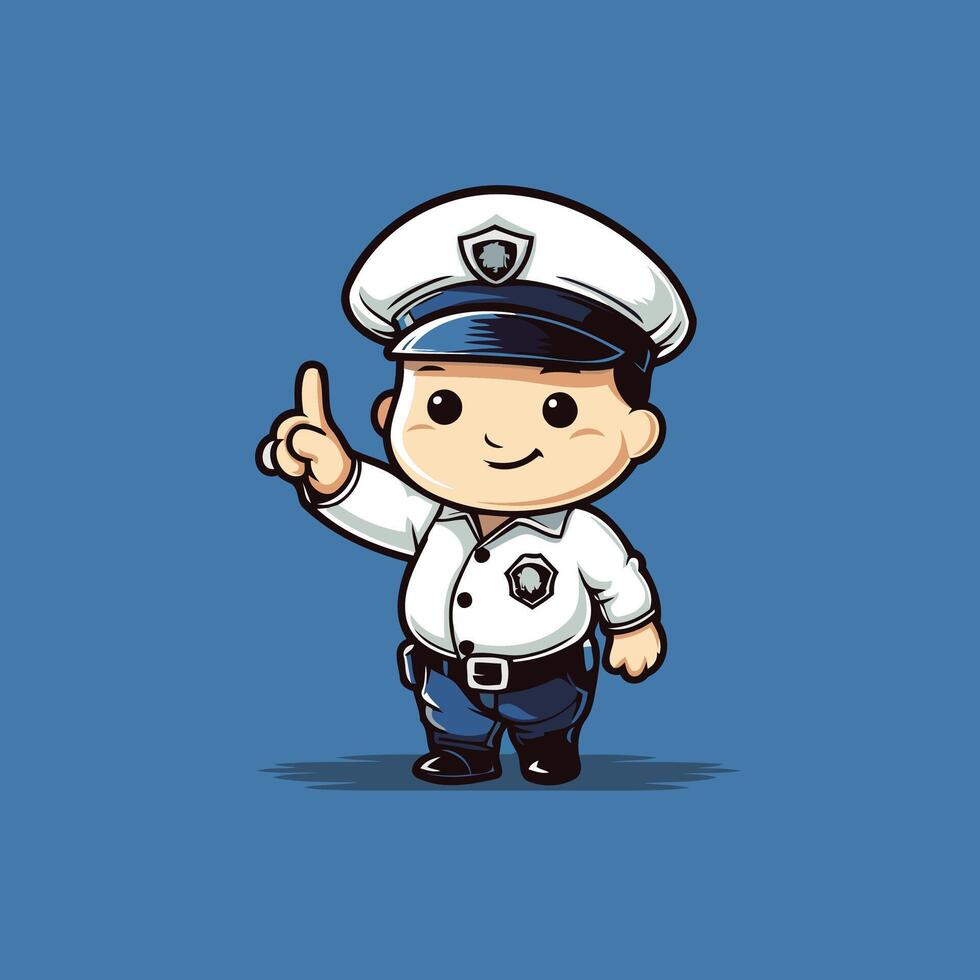 A cartoon police officer with a finger up vector