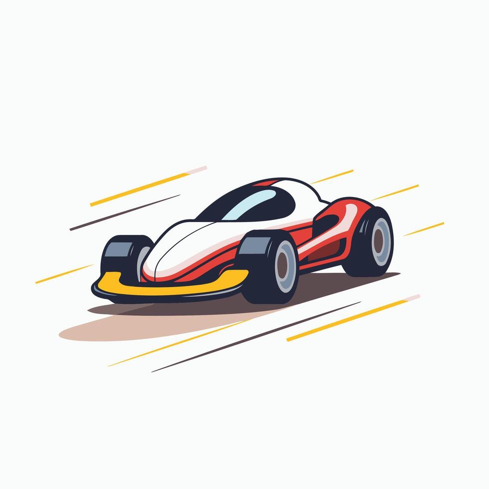 A racing car is shown in a cartoon style vector