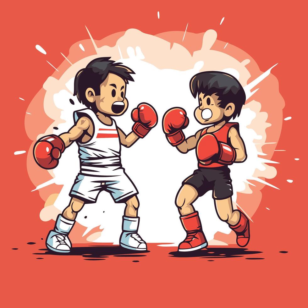 Two men in boxing gear are fighting each other vector