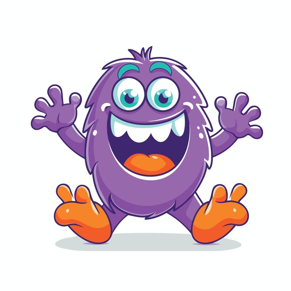 A cartoon purple monster with big eyes and feet vector