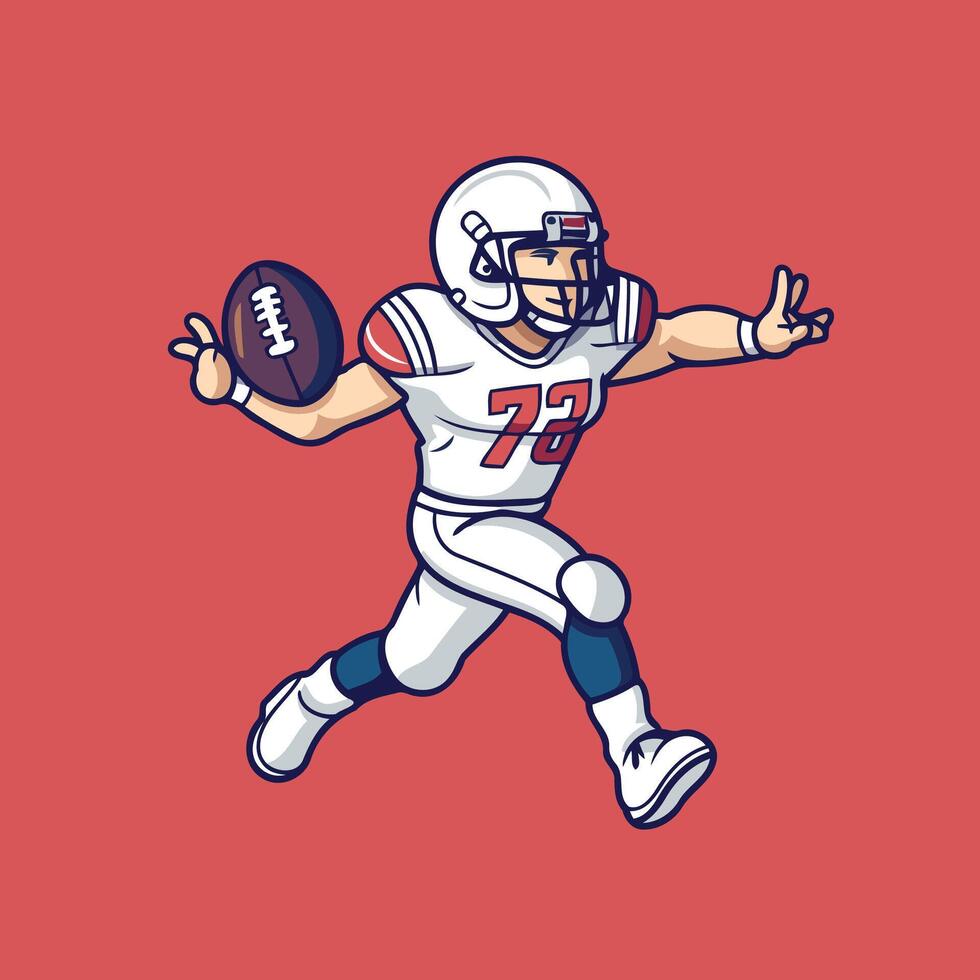 A cartoon illustration of a football player running with the ball vector