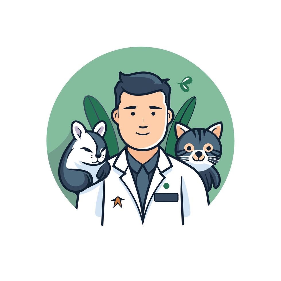 A doctor with a cat and a dog vector