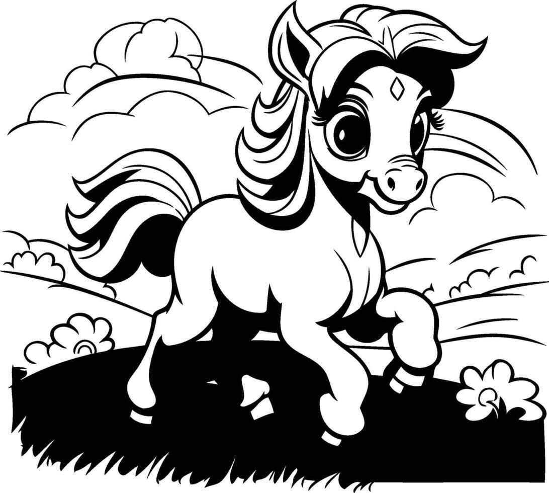 Coloring pages for kids horse coloring pages vector