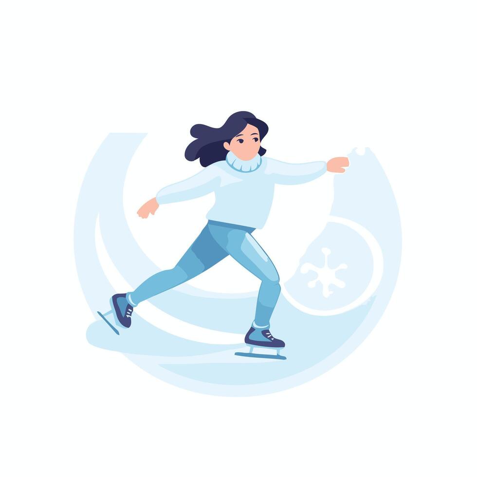 Ice skating girl illustration vector