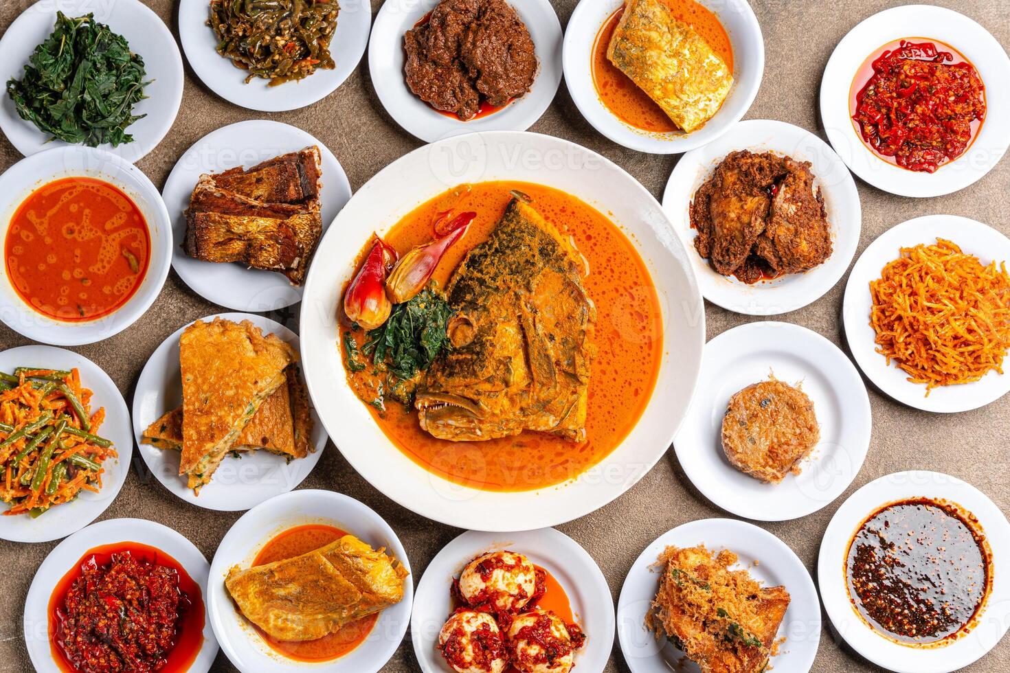 Nasi padang is a complete buffet dish photo