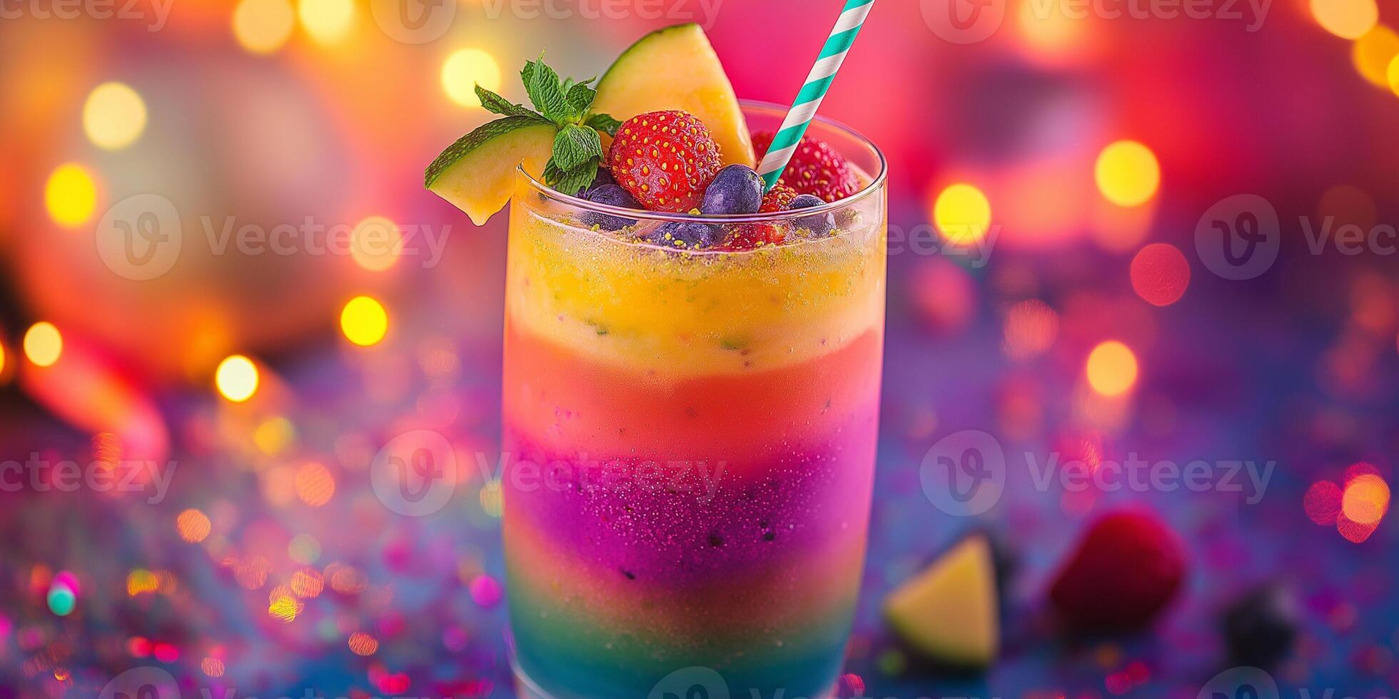 Rainbow Smoothie Tasty And Delicious photo