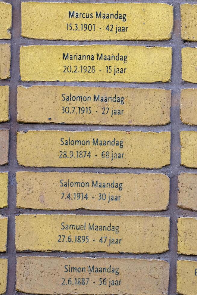 The Bricks From The Holocaust Name Monument At Amsterdam The Netherlands 28-10-2021 photo