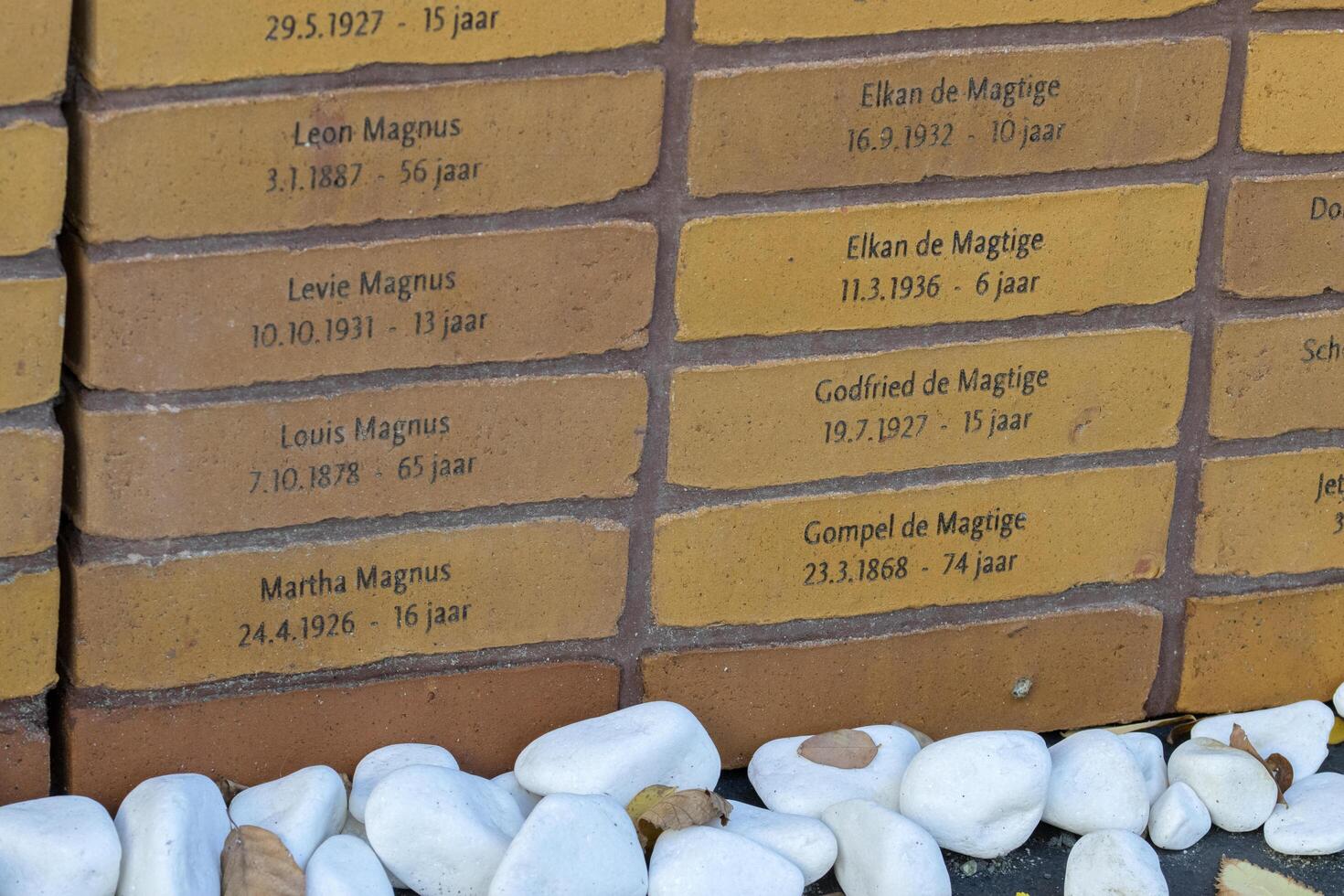 Stones At The Bricks From The Holocaust Name Monument At Amsterdam The Netherlands 28-10-2021 photo