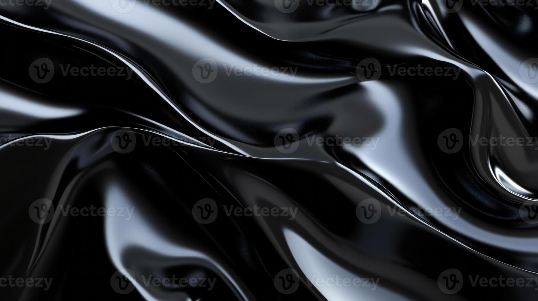 A close-up abstract image of a glossy, black liquid surface with smooth, flowing curves and reflective highlights, creating a fluid, futuristic appearance. photo