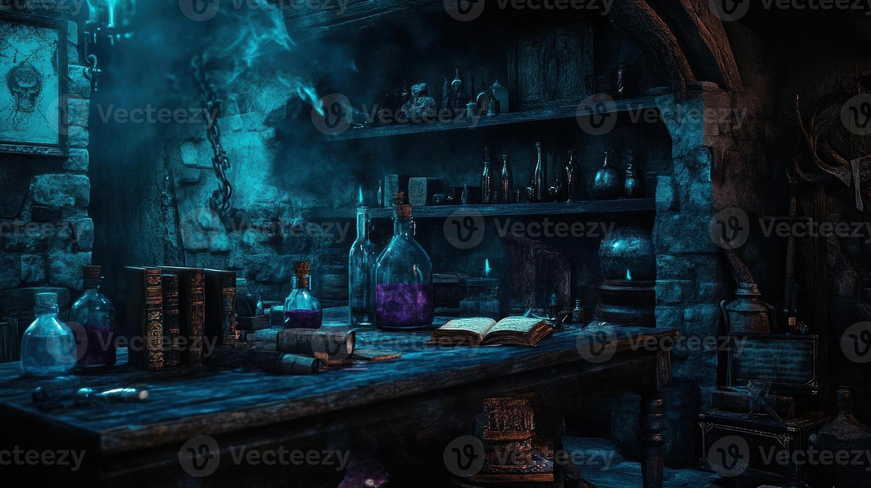 Mysterious Alchemy Lab with Candlelight Glow photo