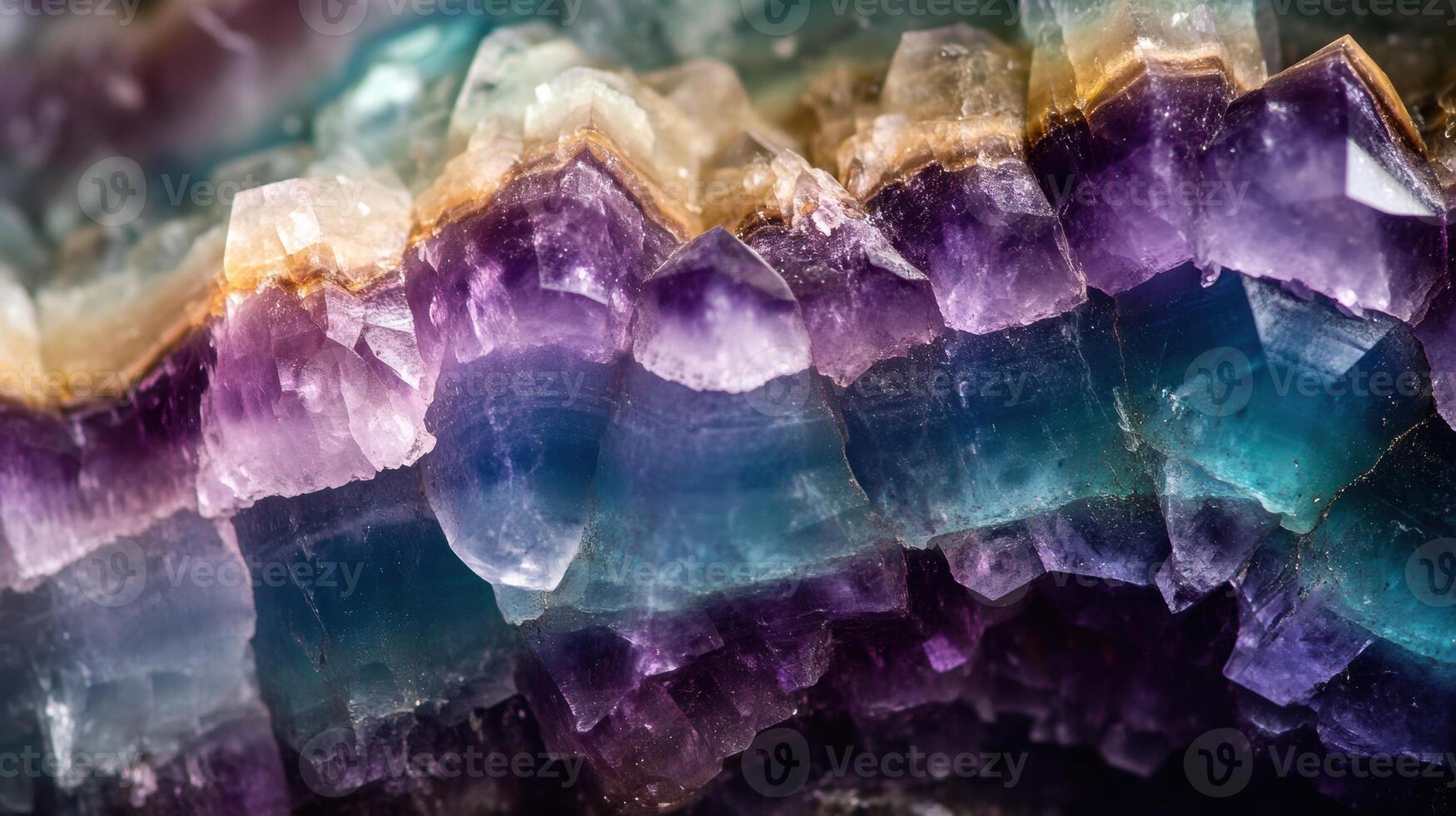 Fluorite crystal showing a stunning gradient of blue, purple, and orange photo